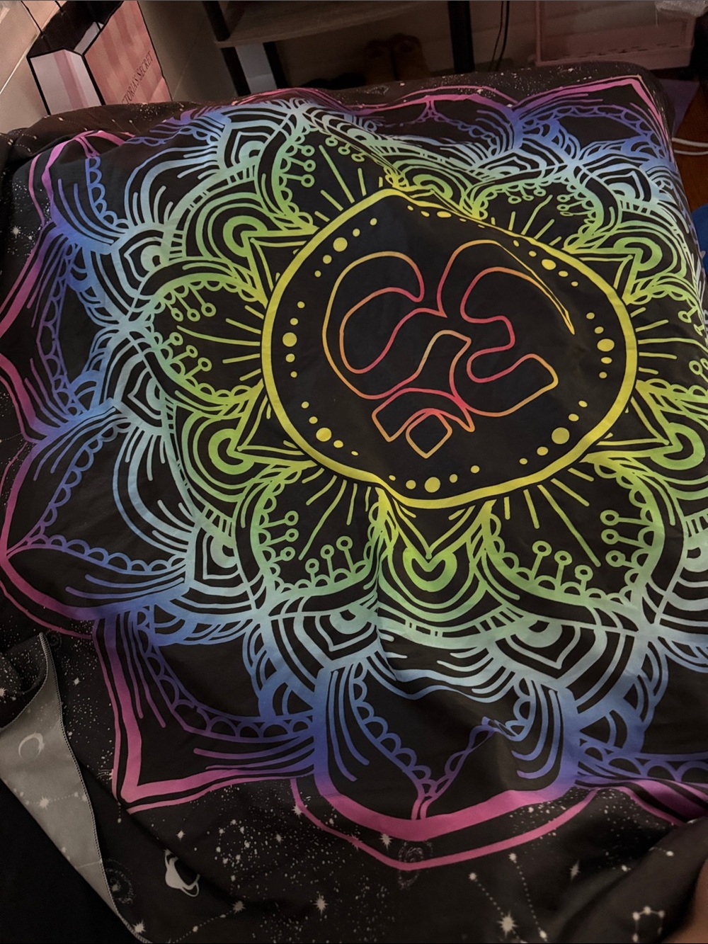 Black Tapestry with Rainbow and stars